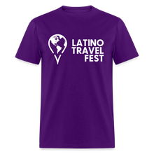 Load image into Gallery viewer, Latino Travel Fest Unisex Classic T-Shirt (White Logo) - purple
