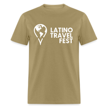 Load image into Gallery viewer, Latino Travel Fest Unisex Classic T-Shirt (White Logo) - khaki
