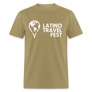 Latino Travel Fest Unisex Classic T-Shirt (White Logo) - khaki