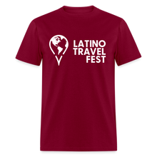 Load image into Gallery viewer, Latino Travel Fest Unisex Classic T-Shirt (White Logo) - burgundy
