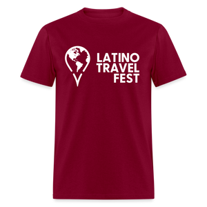 Latino Travel Fest Unisex Classic T-Shirt (White Logo) - burgundy