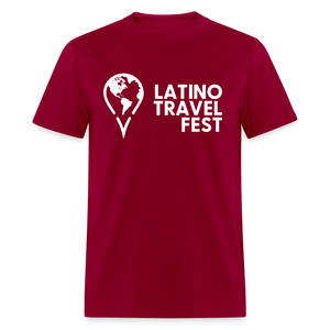 Latino Travel Fest Unisex Classic T-Shirt (White Logo) - dark red