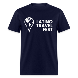 Latino Travel Fest Unisex Classic T-Shirt (White Logo) - navy