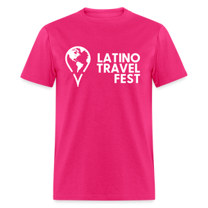 Latino Travel Fest Unisex Classic T-Shirt (White Logo) - fuchsia