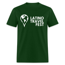 Load image into Gallery viewer, Latino Travel Fest Unisex Classic T-Shirt (White Logo) - forest green
