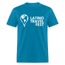 Load image into Gallery viewer, Latino Travel Fest Unisex Classic T-Shirt (White Logo) - turquoise
