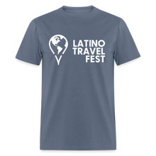 Load image into Gallery viewer, Latino Travel Fest Unisex Classic T-Shirt (White Logo) - denim
