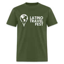 Load image into Gallery viewer, Latino Travel Fest Unisex Classic T-Shirt (White Logo) - military green
