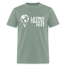 Load image into Gallery viewer, Latino Travel Fest Unisex Classic T-Shirt (White Logo) - sage
