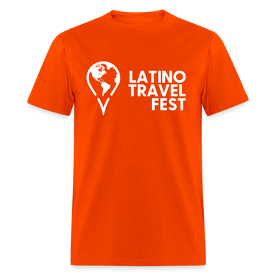 Latino Travel Fest Unisex Classic T-Shirt (White Logo) - orange