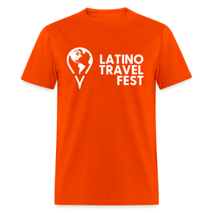 Latino Travel Fest Unisex Classic T-Shirt (White Logo) - orange