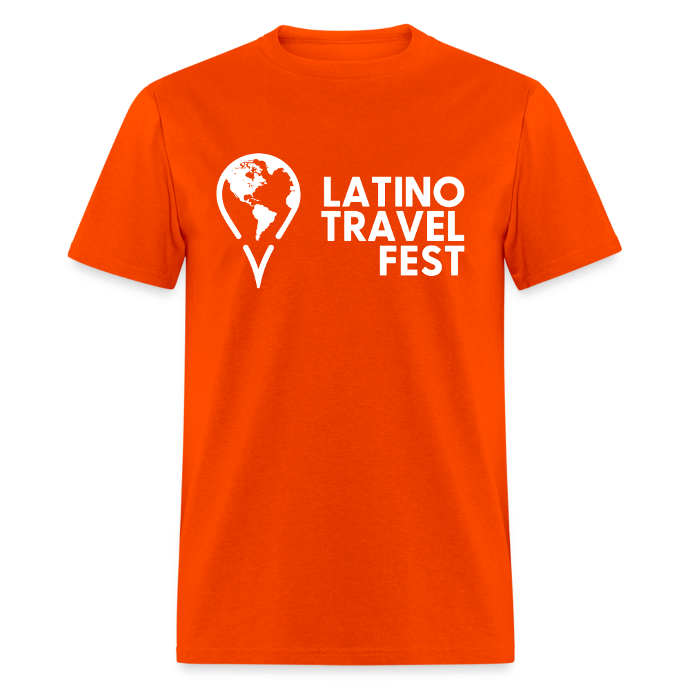 Latino Travel Fest Unisex Classic T-Shirt (White Logo) - orange