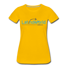 Load image into Gallery viewer, Blue/Grey Logo Women’s Premium T-Shirt - sun yellow
