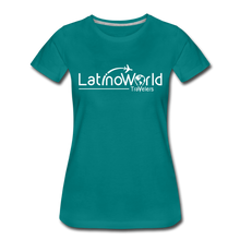 Load image into Gallery viewer, White Logo Women’s Premium T-Shirt - teal
