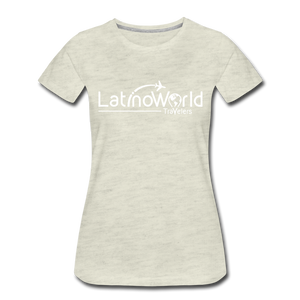 White Logo Women’s Premium T-Shirt - heather oatmeal
