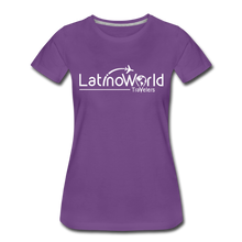 Load image into Gallery viewer, White Logo Women’s Premium T-Shirt - purple

