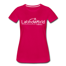 Load image into Gallery viewer, White Logo Women’s Premium T-Shirt - dark pink
