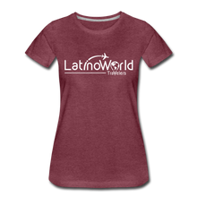 Load image into Gallery viewer, White Logo Women’s Premium T-Shirt - heather burgundy
