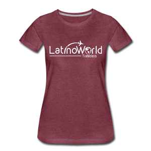 White Logo Women’s Premium T-Shirt - heather burgundy