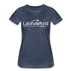 White Logo Women’s Premium T-Shirt - heather blue
