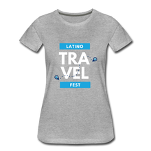 Load image into Gallery viewer, Latino Travel Fest BW Women’s Premium T-Shirt - heather gray
