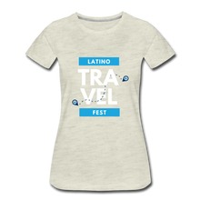 Load image into Gallery viewer, Latino Travel Fest BW Women’s Premium T-Shirt - heather oatmeal

