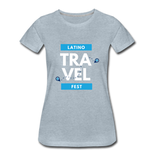 Load image into Gallery viewer, Latino Travel Fest BW Women’s Premium T-Shirt - heather ice blue
