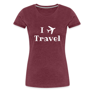 I Love Travel Women’s Premium T-Shirt - heather burgundy
