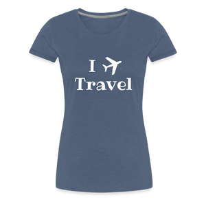 I Love Travel Women’s Premium T-Shirt - heather blue