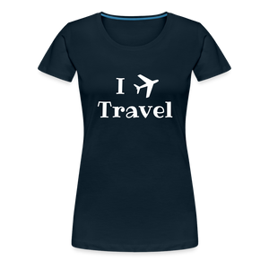I Love Travel Women’s Premium T-Shirt - deep navy