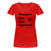 Load image into Gallery viewer, Passport Tea Spa Sightsee (Black) Women’s Premium T-Shirt - red
