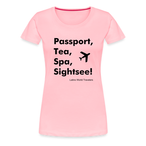 Passport Tea Spa Sightsee (Black) Women’s Premium T-Shirt - pink