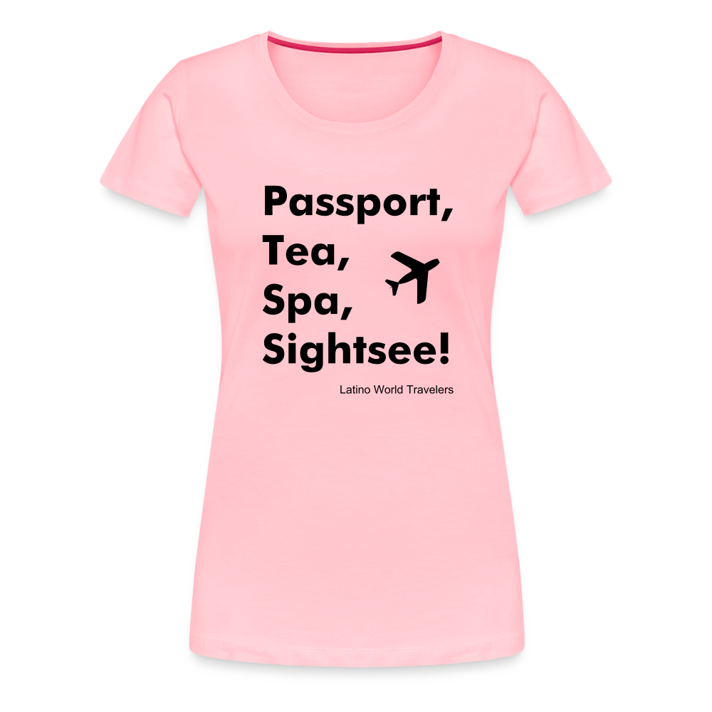 Passport Tea Spa Sightsee (Black) Women’s Premium T-Shirt - pink