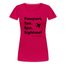 Load image into Gallery viewer, Passport Tea Spa Sightsee (Black) Women’s Premium T-Shirt - dark pink
