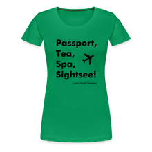 Load image into Gallery viewer, Passport Tea Spa Sightsee (Black) Women’s Premium T-Shirt - kelly green
