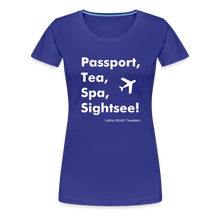 Load image into Gallery viewer, Passport Tea Spa Sightsee (White) Women’s Premium T-Shirt - royal blue
