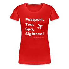 Load image into Gallery viewer, Passport Tea Spa Sightsee (White) Women’s Premium T-Shirt - red
