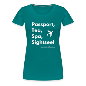 Passport Tea Spa Sightsee (White) Women’s Premium T-Shirt - teal