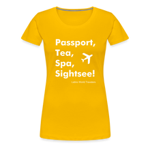 Load image into Gallery viewer, Passport Tea Spa Sightsee (White) Women’s Premium T-Shirt - sun yellow
