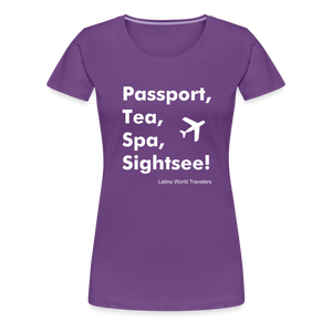 Passport Tea Spa Sightsee (White) Women’s Premium T-Shirt - purple