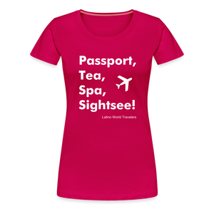 Passport Tea Spa Sightsee (White) Women’s Premium T-Shirt - dark pink