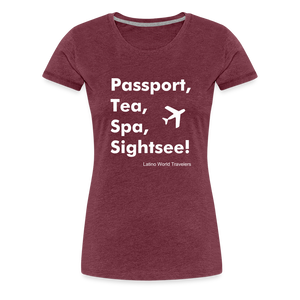 Passport Tea Spa Sightsee (White) Women’s Premium T-Shirt - heather burgundy