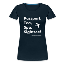 Load image into Gallery viewer, Passport Tea Spa Sightsee (White) Women’s Premium T-Shirt - deep navy
