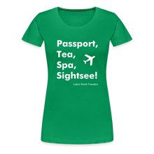 Load image into Gallery viewer, Passport Tea Spa Sightsee (White) Women’s Premium T-Shirt - kelly green
